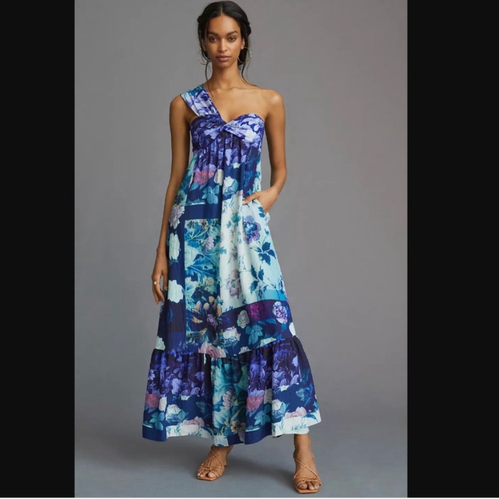 Anthropologie Maeve One-Shoulder Maxi Dress - Size M - worn once!